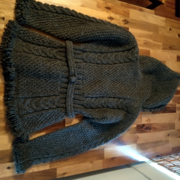 INDIAN CREATIONS hand crafted 100% WOOL Jacket, M, dark gray - Picture 3 of 4